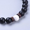 Natural Black Agate(Dyed & Heated) Bead Stretch Bracelets BJEW-JB04295-03-2