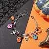 Halloween Skull Dyed Synthetic Turquoise Charm Bracelets BJEW-TA00505-2