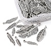 100Pcs 10 Style Tibetan Style Alloy Feather Pendants TIBEP-FS0001-07-4