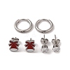 3 Pairs 3 Styles Christmas 304 Stainless Steel Hoop & Studs Earrings Set for Women EJEW-K279-12G-P-2