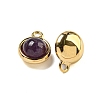 Natural Amethyst Half Round Charms STAS-L080-009G-04-2