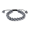 Natural Terahertz Stone Braided Beaded Bracelets for Men Women BJEW-G728-01-1