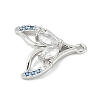 Brass Pave Light Sky Blue and Clear Cubic Zirconia Sea Animal Connector Charms KK-M326-07C-P-2