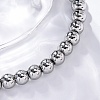 Non-Tarnish 202 Stainless Steel Round Beaded Bracelets for Men Women BJEW-D034-01P-3