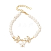 304 Stainless Steel & Synthetic Turquoise Charm Bracelets BJEW-JB14065-02-3