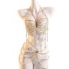 Alloy Heart Imitation Pearl Round Beaded Layered Tassel Body Chest Waist Chains WGA0E03-04-3