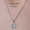 Non-Tarnish 201 Stainless Steel Hollow Leaf Pendant Necklace NJEW-OY001-22-3