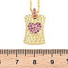 Brass Micro Pave Cubic Zirconia Rectangle with Heart Pendant Adjustable Slider Necklaces KK-CBA4547-08G-05-4