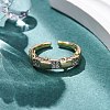 Brass Micro Pave Clear Cubic Zirconia Cuff Finger Rings for Women RJEW-C116-05G-3