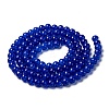 Spray Painted Blue Crackle Glass Round Beads Strands X-CCG-Q001-8mm-14-2