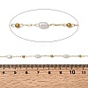 Handmade 304 Stainless Steel ABS Plastic Pearl Beaded Oval Link Chains CHS-L032-01G-01-2