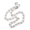 304 Stainless Steel Textured Paperclip Chain Necklaces for Women Men NJEW-A052-01P-4