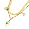 Ion Plating(IP) 201 Stainless Steel Crystal Rhinestone Double Layer Necklaces NJEW-K270-20G-2