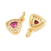 Brass Micro Pave Medium Violet Red Cubic Zirconia Charms CU-CBAB3AD-07G-02-2