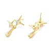 Rack Plating Brass Pave Cubic Zirconia Star with Teardrop Dangle Stud Earrings for Women EJEW-D059-25G-2