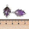 Natural Amethyst Faceted Leaf Pendants G-I375-04P-11-3