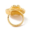 Flower Brass Open Cuff Finger Ring Enamel Settings KK-G428-04G-2