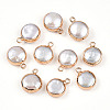 Electroplated Natural Keshi Pearl Flat Round Pendants PEAR-S018-02C-01A-1