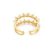 Cubic Zirconia Triangle Open Cuff Ring RJEW-S049-004G-2
