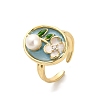 Brass Enamel Cuff Rings RJEW-K291-03G-01-4