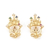 Brass Cubic Zirconia Peg Bails Pendants KK-I698-04G-3