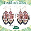 4Pair Rugby Leather with 304 Stainless Steel Dangle Earring EJEW-CL00002-2