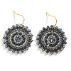 Bohemian Flat Round Iron Glass Seed Beads Dangle Earrings FS-WG46224-01-1