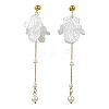 Acrylic Pearl Petal & Shell Pearl Bead Stud Dangle Earrings EJEW-YW00005-1