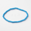 Synthetic Turquoise Round Bead Stretch Bracelets BJEW-L594-B09-1