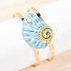 Shell Shape 304 Stainless Steel Enamel Cuff Bangles for Women BJEW-A049-04A-G-3