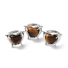 Natural Tiger Eye Dolphin & Heart Adjustable Rings RJEW-K241-02P-02-4