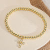 Brass Micro Pave Clear Cubic Zirconia Charm Bracelets WG86A15-04-1