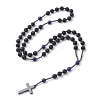 Natural Lapis Lazuli & Lava Rock & Synthetic Hematite Rosary Bead Necklaces NJEW-JN04461-01-4