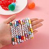 10Pcs 10 Style Encourage Word Polymer Clay Heishi Surfer Stretch Bracelets Set with Heart BJEW-SW00041-2