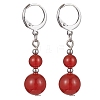 Round Natural Gemstone Dangle Earrings EJEW-JE05536-2