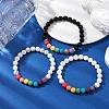 3Pcs Chakra Round Natural Gemstone Beads Stretch Bracelet Sets for Women BJEW-JB10967-2