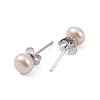 Natural Pearl Round Bead Stud Earrings EJEW-E298-01B-03P-2