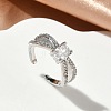 Brass Micro Pave Cubic Zirconia Cuff Open Rings RJEW-C163-06P-1