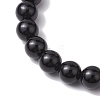 2pcs 2 Styles 6mm Round & Chip Natural Dyed & Heated Black Agate Beaded Stretch Bracelet Sets BJEW-TA00517-04-6