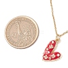 5Pcs 5 Styles Valentine's Day Heart Alloy Red Enamel Pendant Necklaces NJEW-JN05138-4