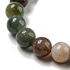 8.5mm Round Natural Indian Agate  Beaded Stretch Bracelets BJEW-C074-01O-4