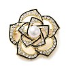 Camellia Flower Plastic Pearl Enamel Pins JEWB-G034-01G-1