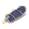 Natural Lapis Lazuli Copper Wire Wrapped Pointed Pendants PALLOY-JF02461-03-3