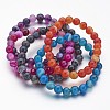Natural Striped Agate/Banded Agate Beaded Stretch Bracelets BJEW-JB02564-8