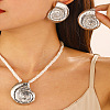 Conch Alloy & Polyester Cord Pendant Necklaces & Stud Earrings Sets FS-WG2EAF8-02-1