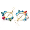 Glass Seed Beads & Synthetic Turquoise Dangle Earrings EJEW-MZ00287-4