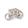 Brass Micro Pave Clear Cubic Zirconia Crown Charms ZIRC-F132-64P-3