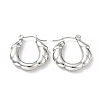 304 Stainless Steel Twist Rope Hoop Earrings for Women EJEW-G293-11P-1