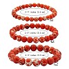 3Pcs 3 Size Synthetic Imperial Jasper Round Beaded Stretch Bracelets Set BJEW-SW00064-27-7