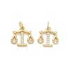 Balance Rack Plating Brass Micro Pave Cubic Zirconia Charms KK-G512-23G-1